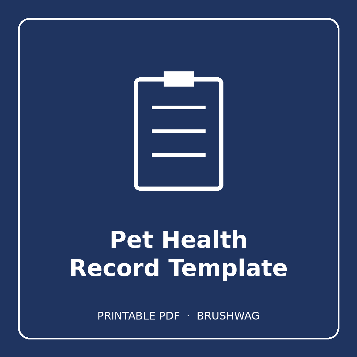 Pet Health Record Template cover